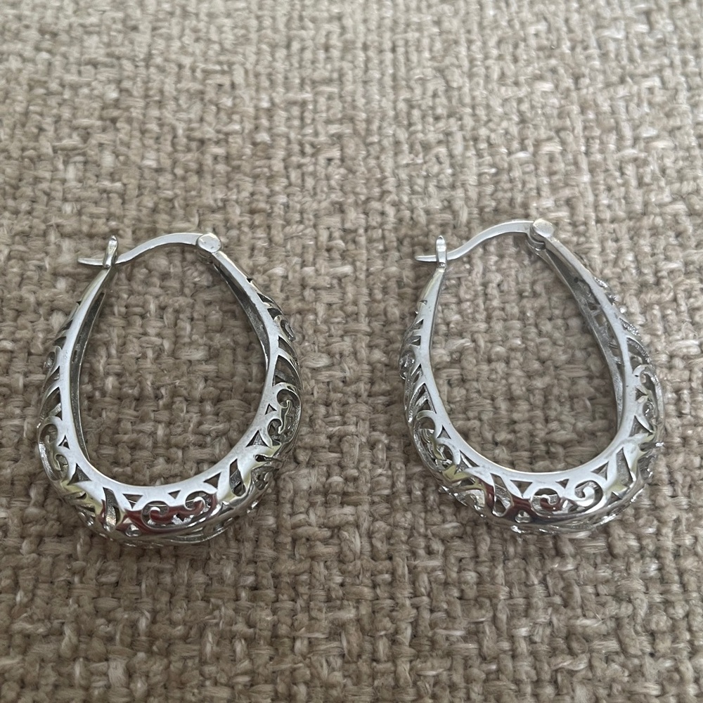Sterling Silver Cutout Filigree-Style Earrings - Picture 2 of 8